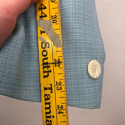 Palm Beach blue vintage jacket polyester wide lapel 70s Rockabilly Leisure Large