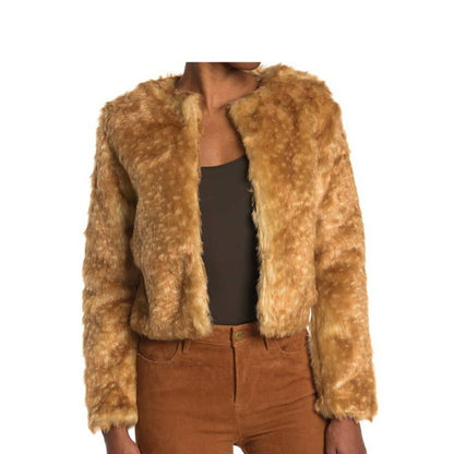 Noize NWT Light Brown Faux Fur Fully Lined Jacket Size Large