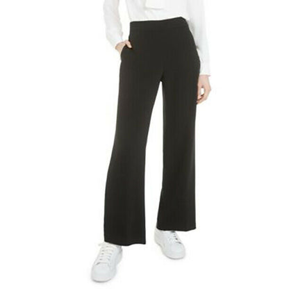 Bar III Women's Career Wide-Leg Pants High Rise Solid Black Medium Separates
