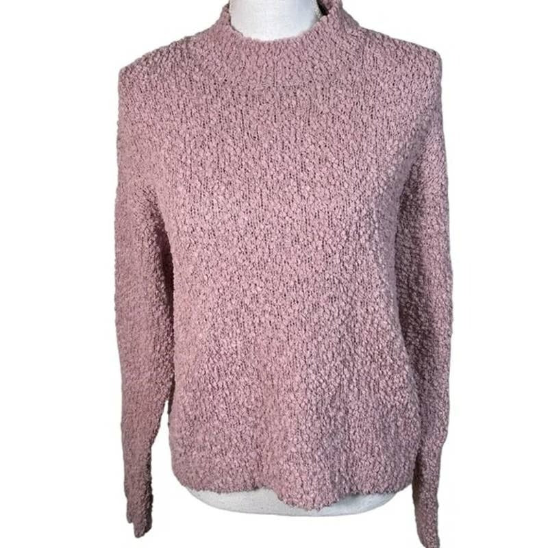 Sanctuary Popcorn Pullover Sweater Large Frosty Mauve NEW Long Sleeve Mock Neck