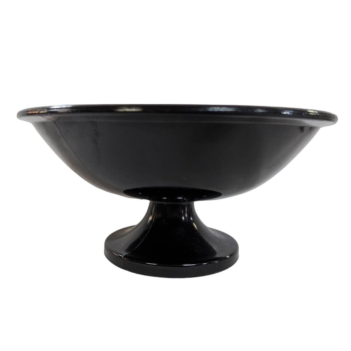 Vintage Black 3.5" x 7" Amethyst Obsidian Round footed pedestal bowl candy dish