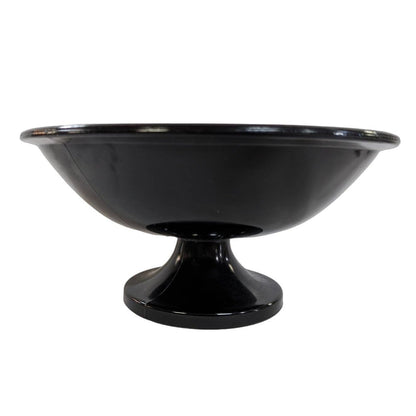 Vintage Black 3.5" x 7" Amethyst Obsidian Round footed pedestal bowl candy dish