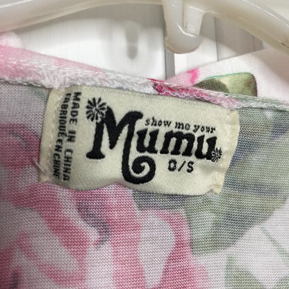 Show Me Your Mumu Duster ROBE Short Sleeve Floral White Green Pink One Size