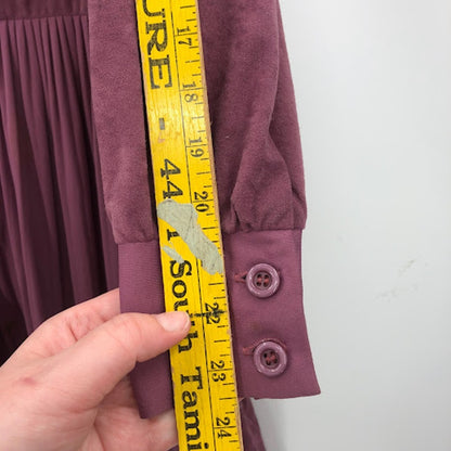 HERMAN MARCUS vintage wine/purple dress belt long sleeve M/L Fit Flare