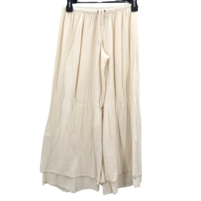 St. Tropez Cotton Wide Leg Double Layered Pants Drawstring Cream XL