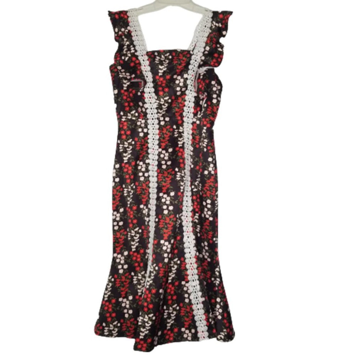 Few Moda Floral Lace Detailed Dress Black Red White Sleeveless XS Summer NEW
