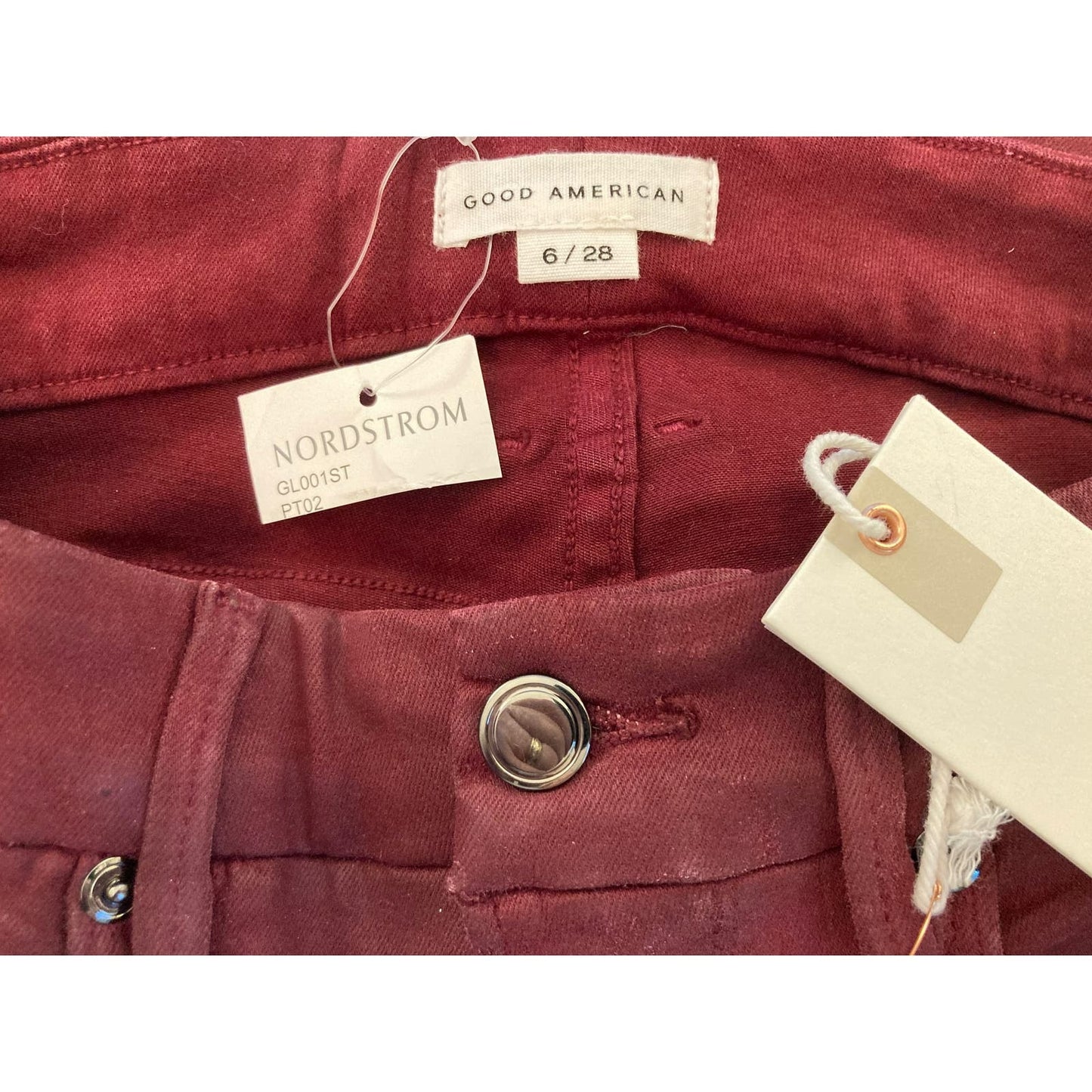 Good American Skinny Sculpting Super Stretch Jeans Sz 6/28 in Burgundy NWT