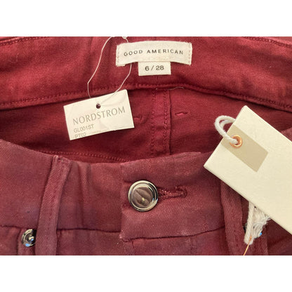 Good American Skinny Sculpting Super Stretch Jeans Sz 6/28 in Burgundy NWT