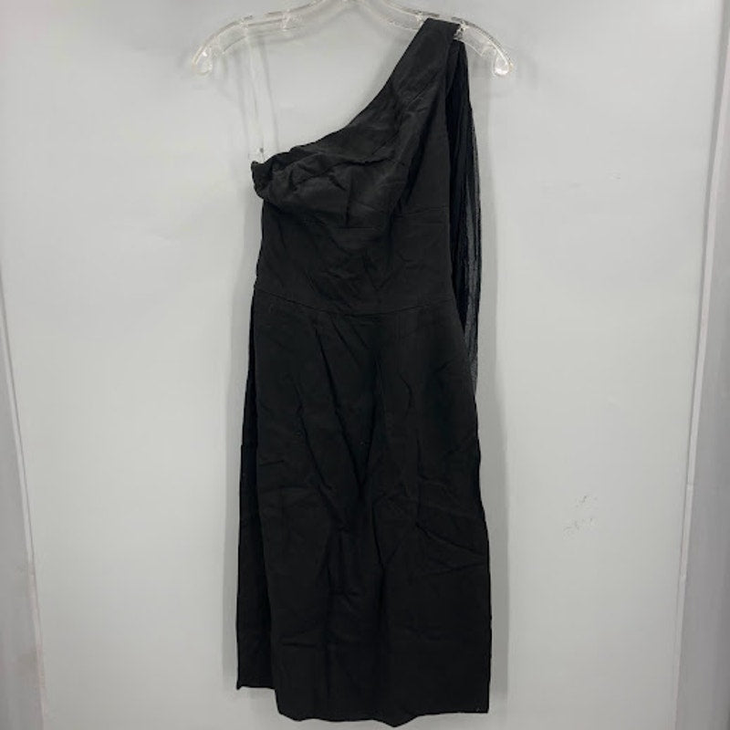 black dress asymetrical Chiffon drape in the back DAMAGED NEEDS REPAIRS