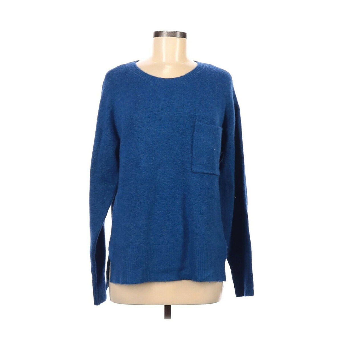 Sanctuary Classic Crew Neck Pullover Sweater Long Sleeve One Pocket Blue Size Medium