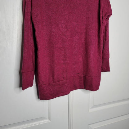 Loveappella NWT Burgundy Sweater Top Long Sleeve Cowl Neck Large