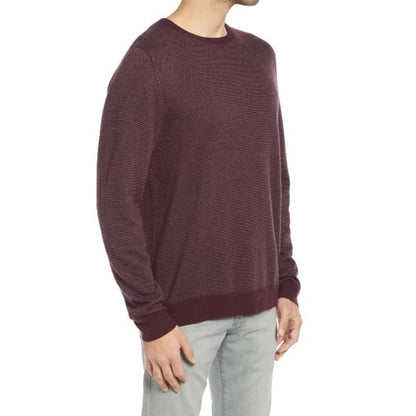 Nordstrom NWT Men's Bird's Eye Crewneck Sweater Burgundy Fudge Large