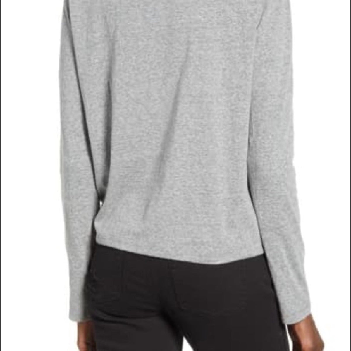 BP. Grey Front Knotted Long Sleeve Tee XSmall