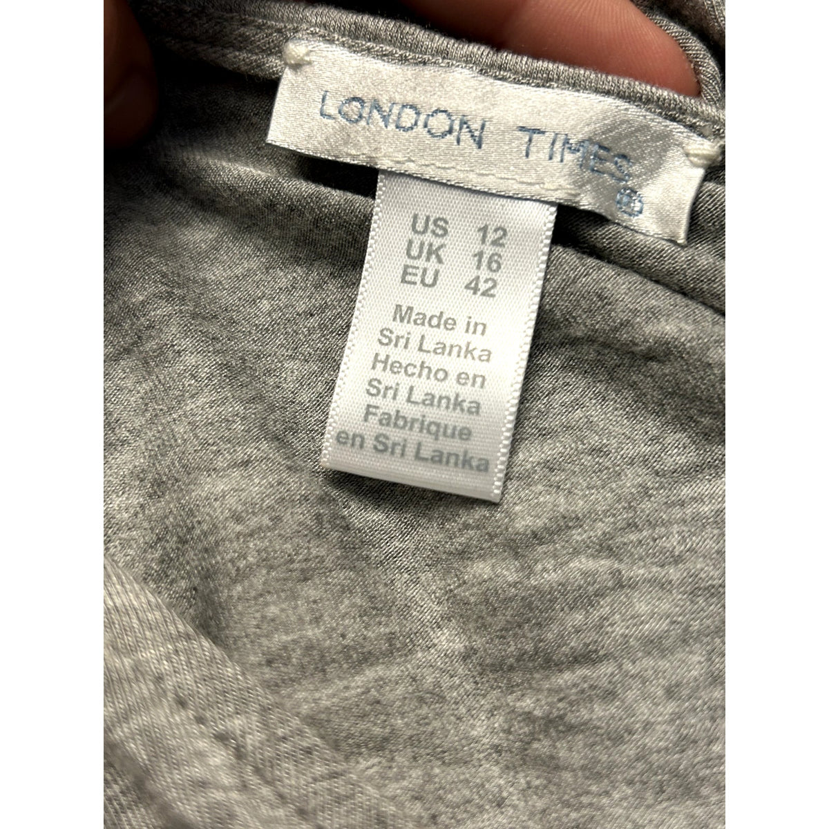 London Times NWT High Low Heather Grey Dress Size 12