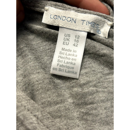 London Times NWT High Low Heather Grey Dress Size 12