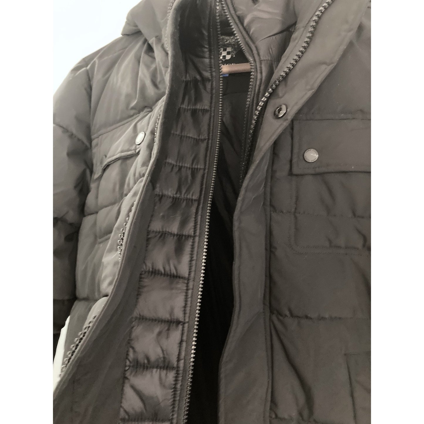 Vince Camuto Hooded Lined Puffer Zip Front Coat Size Small in Black NWT
