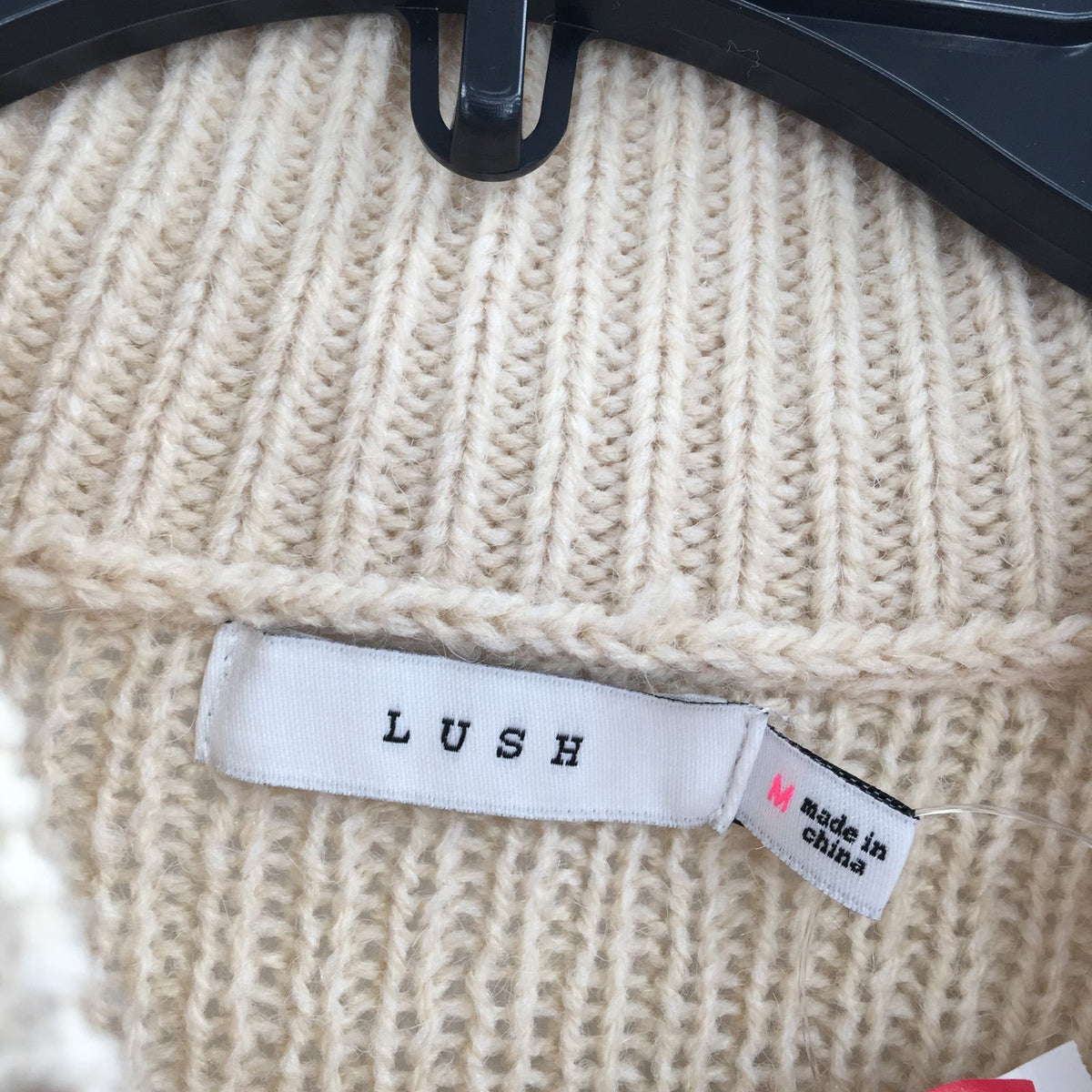 Lush Mock Neck Long Sleeve Pullover Sweater Striped Oatmeal Size Medium