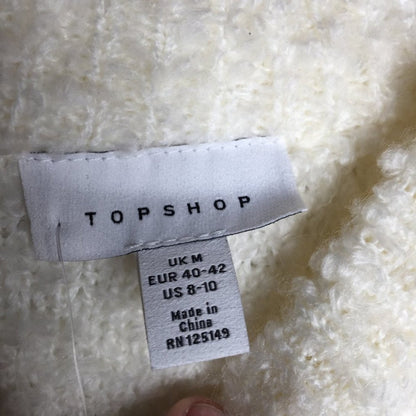 Topshop Longline Boucle Sweater crew neck Long Sleeves Ivory 8-10 NEW oversized