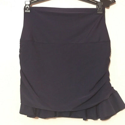 ISLAND ESCAPE BOTTOMS High Waist Ruffled Swim Skirt size 16 Navy Blue Swimwear