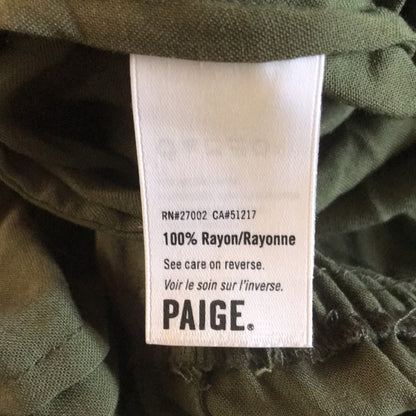 Paige Paletta Desert Olive Green Jumpsuit Large Elastic Waist Tassle Tie NO BELT