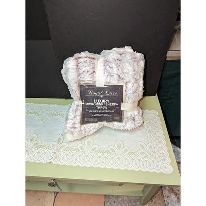 Royal Luxe Luxury Micromink Reversible Sherpa Blanket Throw RED NEW