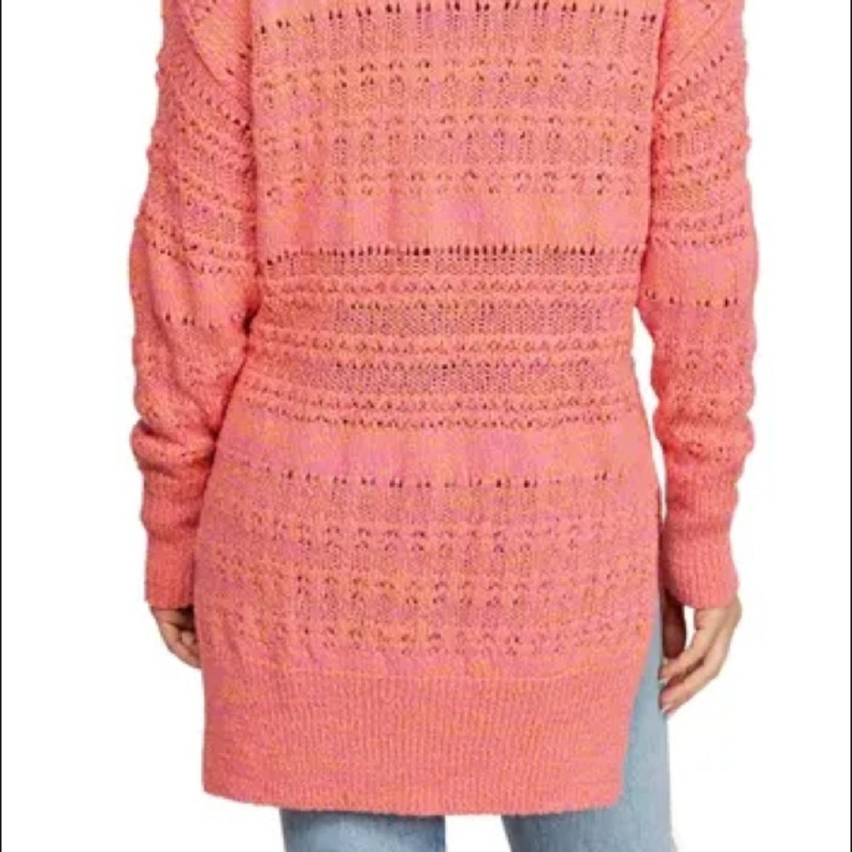 Free People Pink Hot Topics V-Neck Sweater Size Medium