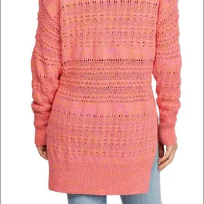 Free People Pink Hot Topics V-Neck Sweater Size Medium
