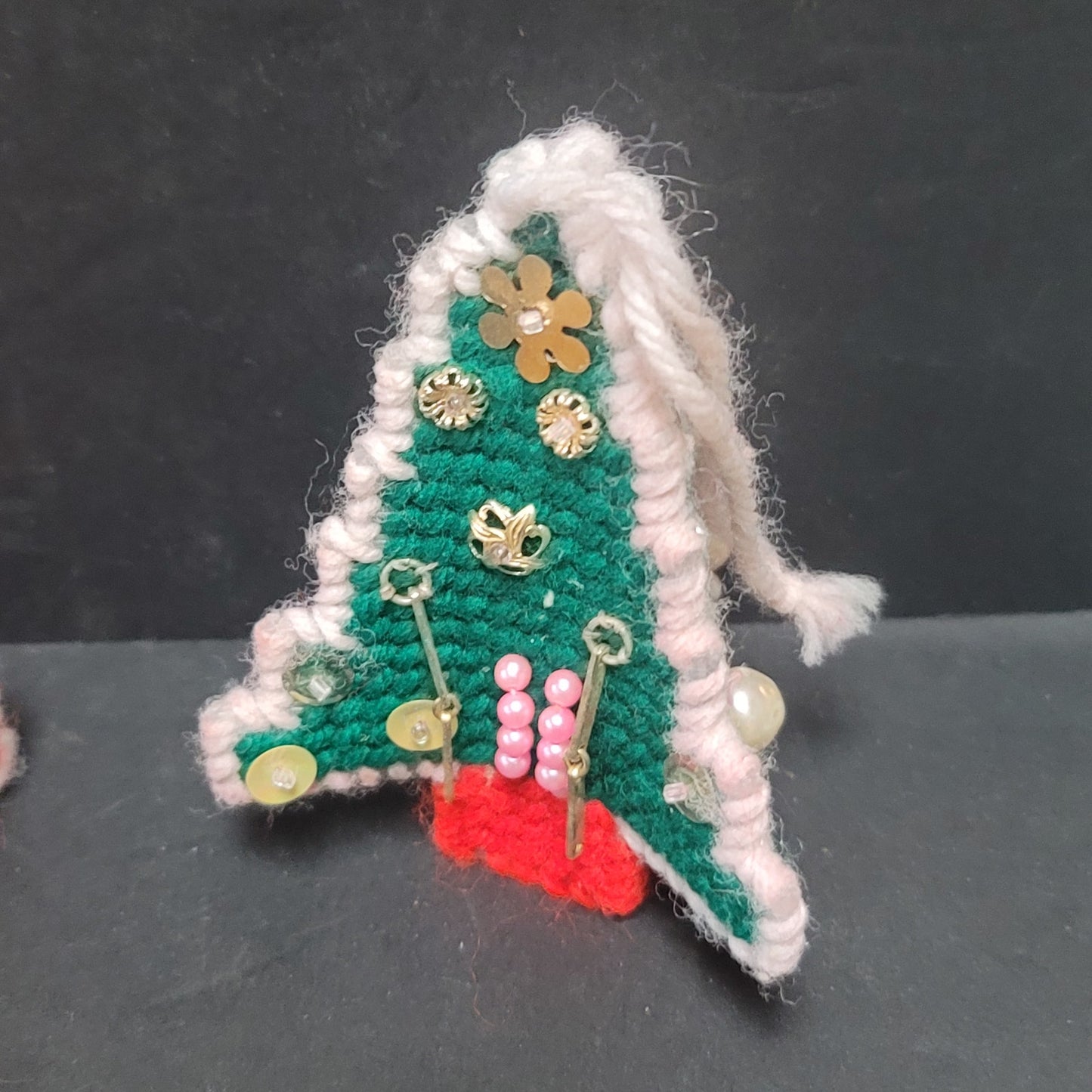 Vintage Lot 7 Handmade cross-stitch Christmas ornaments Needlepoint Yarn Canvas