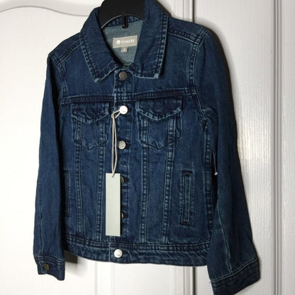 Tractr Girls Basic Denim Jacket Long Sleeve Front Button Size 5