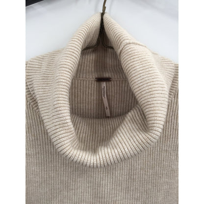Free People OVERSIZED slouchy Turtleneck Tunic Sweater Oatmeal Heather NEW Small