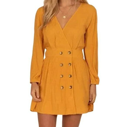 Amuse Society Georgie Long Sleeve Woven Mini Dress Sz Medium Gold NWT