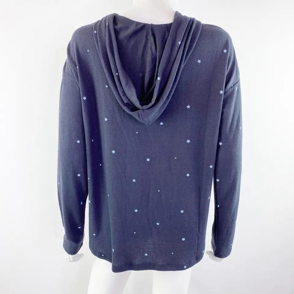 PJ Salvage Long Sleeve Graphic Stars Drawstring Hoodie Sz Small in Charcoal NWT