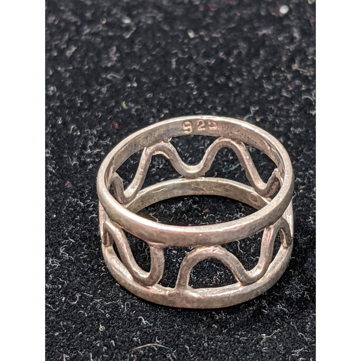 Vintage Handmade Wave Pattern 925 Sterling Silver Cage Ring Size 6.5