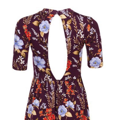 Forever 21 NEW Purple & Orange Floral Dress Size Medium new skater style