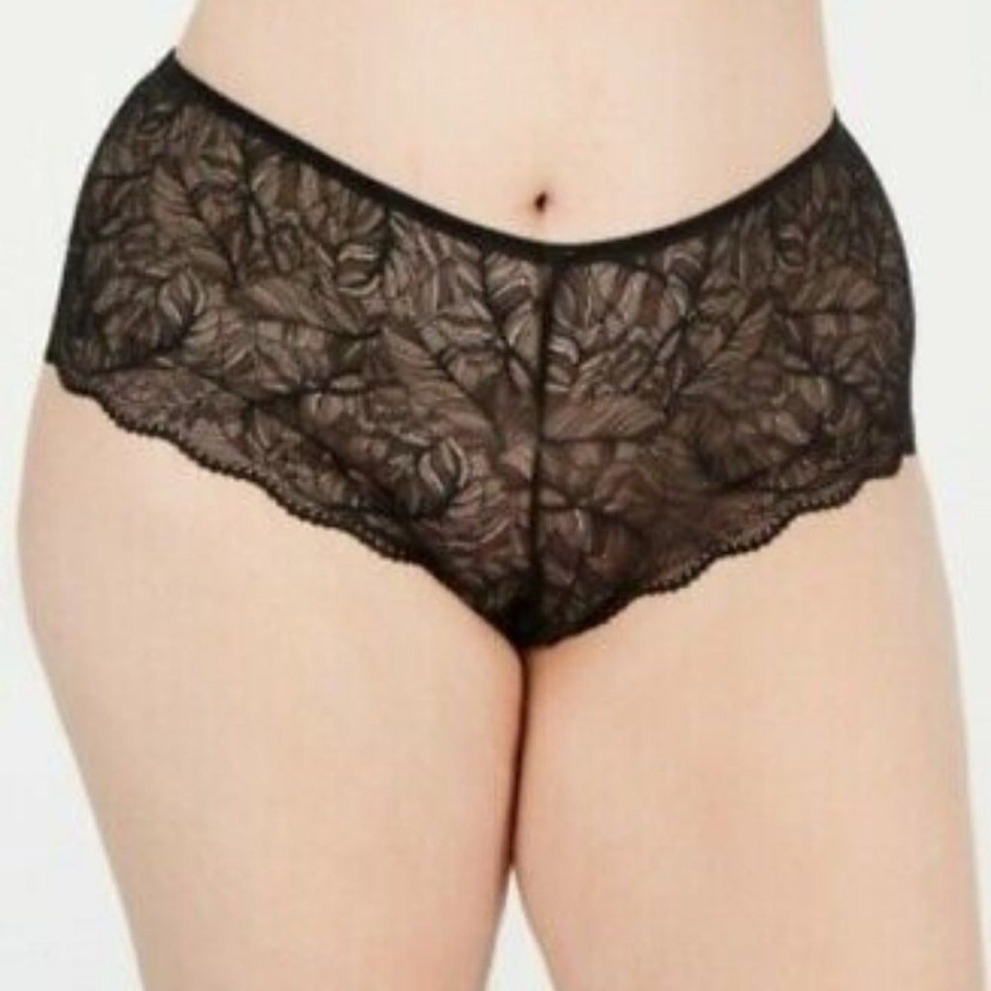NWT INC Plus Size Sissy Lace Boyshort Deep Black 2X
