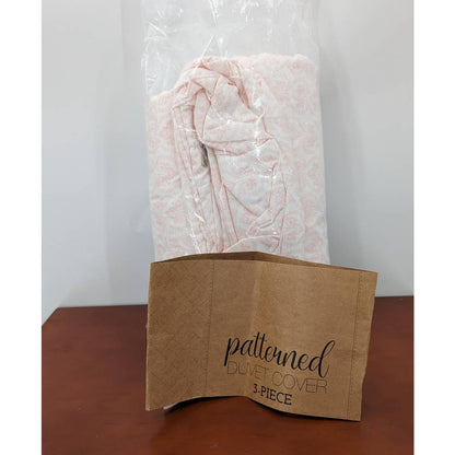 iEnjoy Home Patterned Queen Full Size Bed Sheet Set White and Pink Classic