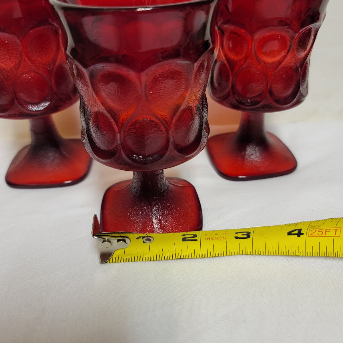 Noritake SET 3 Red Spotlight stemware footed dimple wine sherry glasses 4.3/4"