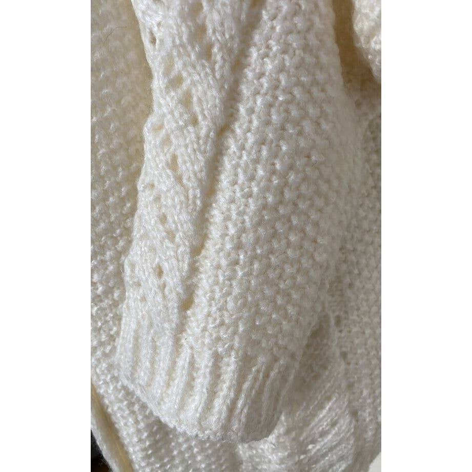 CENY Grandpa Mixed Cable Knit Cardigan Sweater Size Small in Natural/Ivory NWT