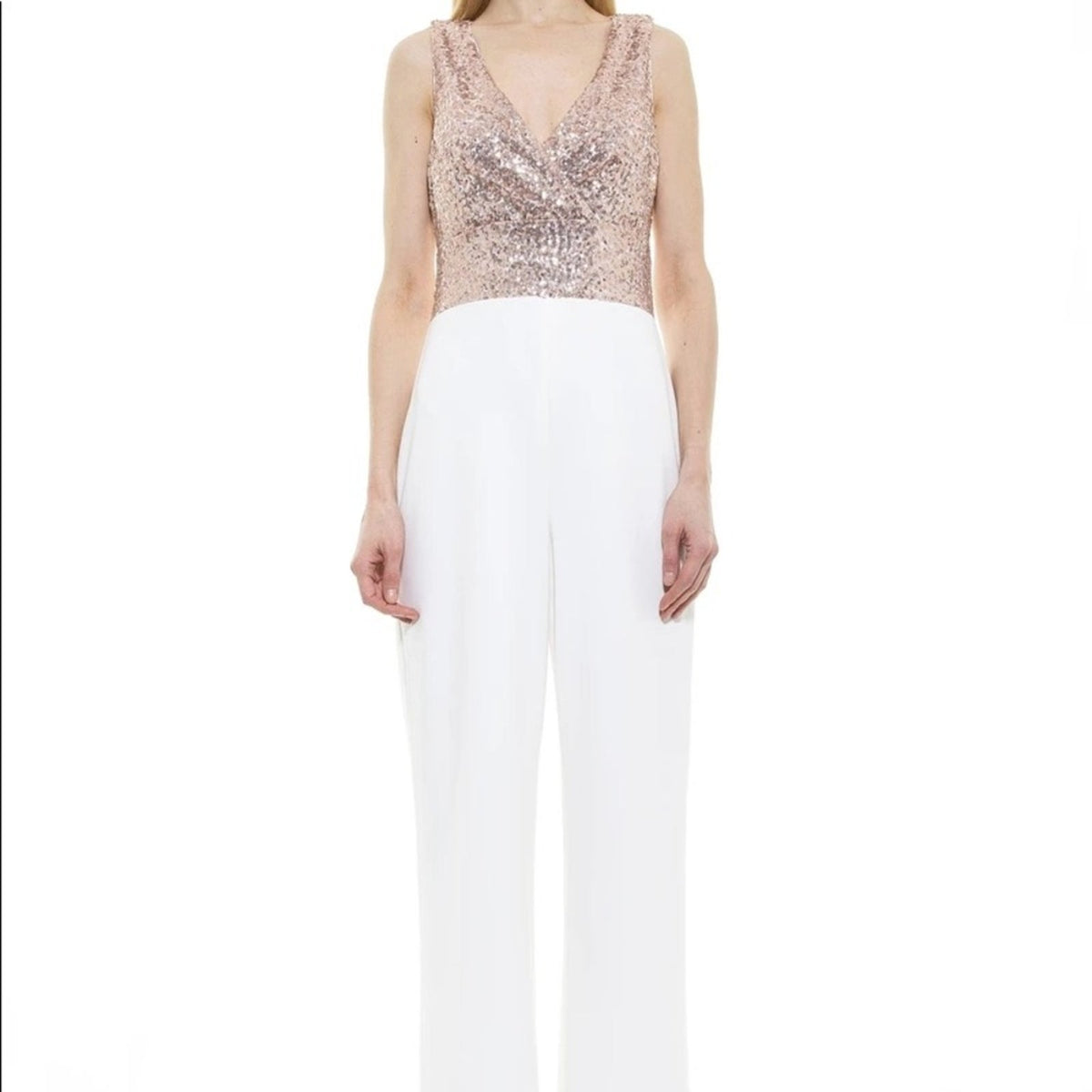 Alexia Admor Molly Mixed Sequin Split Hem jumpsuit Size 2