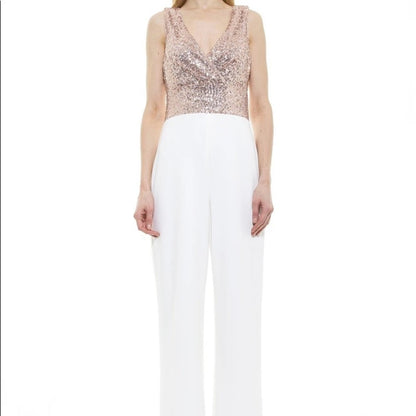Alexia Admor Molly Mixed Sequin Split Hem jumpsuit Size 2