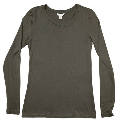 Caslon Lightweight Scoop Neck Cotton Long Sleeve Tee Shirt Top Sz Small Grey NWT