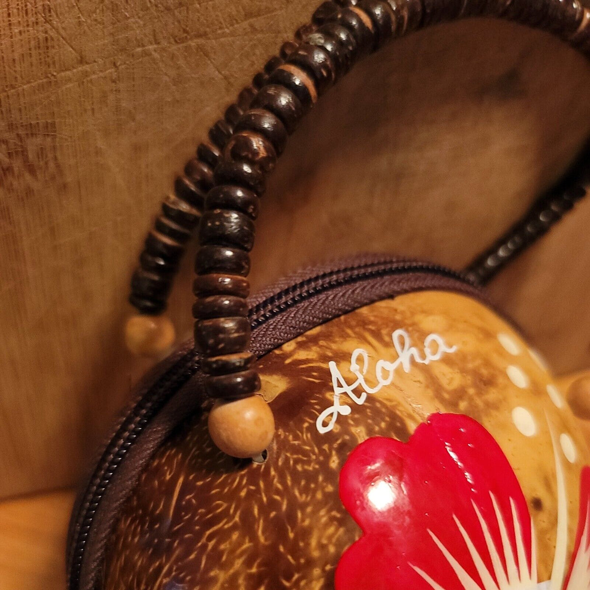HAWAIIAN Coconut Shell Purse (Handmade) w/ Coconut Zipper Handbag Hawaii