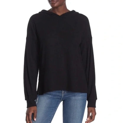 PST by Project Social T Wren Cozy Rib Hoodie Pullover XS/Extra Small Black NWT
