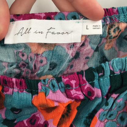 All in Favor large Womens Top Short sleeve Midriff Orange Floral Large
