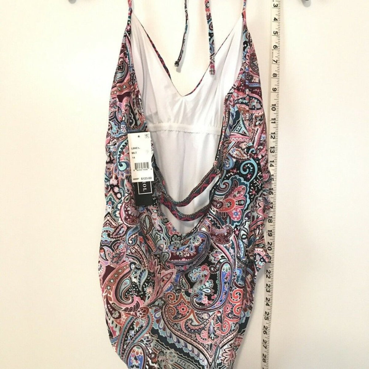 La Blanca NEW Swirling Around Paisley Strappy-Back One-Piece Halter Swimsuit 14