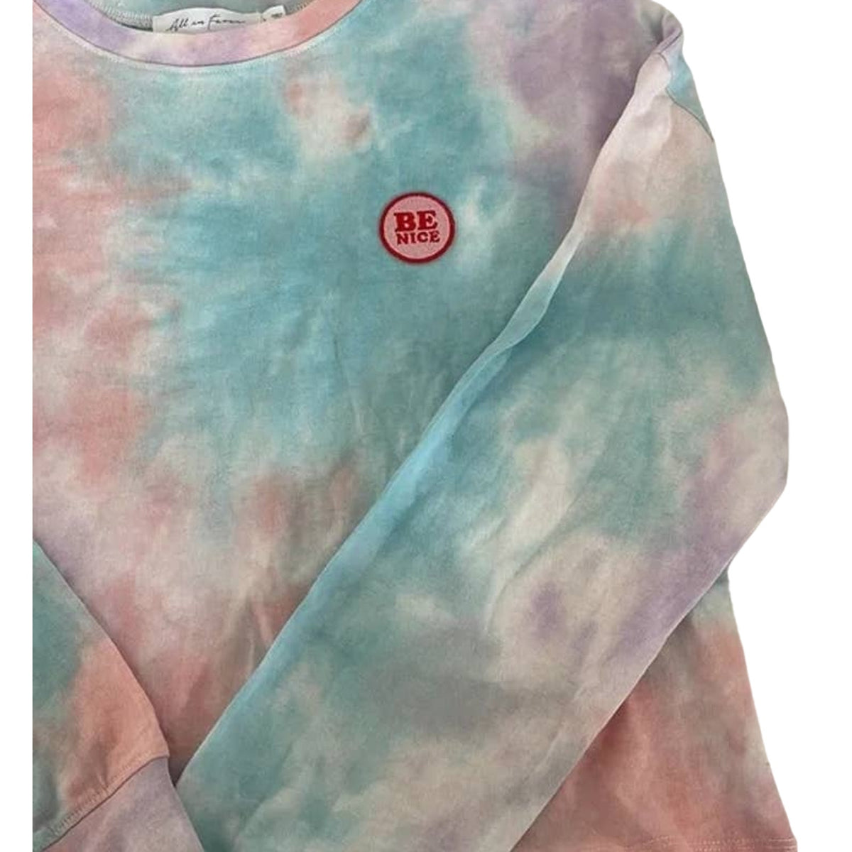 All In Favor Women's T-Shirt Small Purple Peach NEW Tie Dye sweatshirt Crop Crew