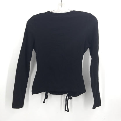 Derek Heart Doubled Sided Drawstring Long Sleeve Top Black Beauty Size Small NWT