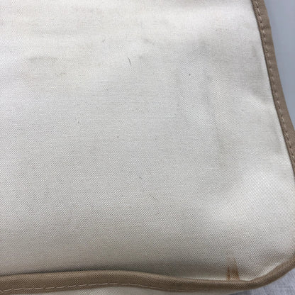 American Eagles Vintage Brown Cream Canvas Bag with Wooden Handles Top Handle