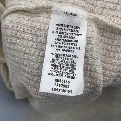 Treasure & Bond Open Front Ribbed Cozy Hooded Cardigan Heather Beige Medium NWT
