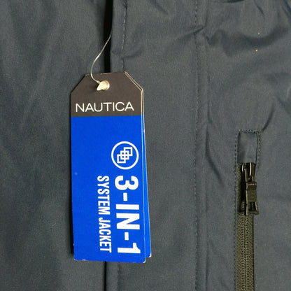 Nautica Shell & Quilted Liner Hooded Jacket Long Sleeves Water-Resistant Large